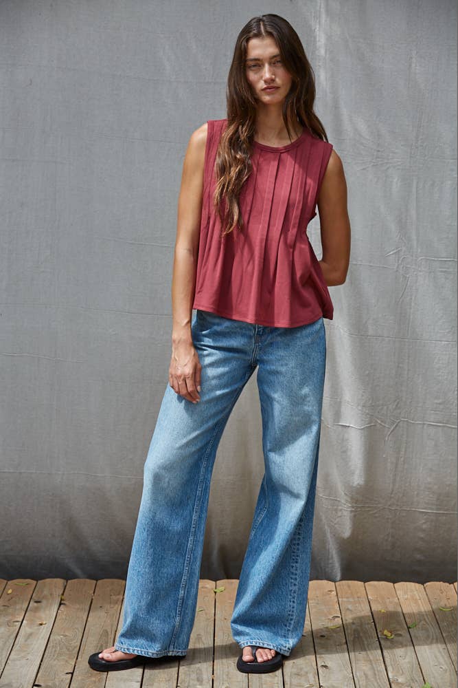 Jersey Round Neck Sleeveless Top