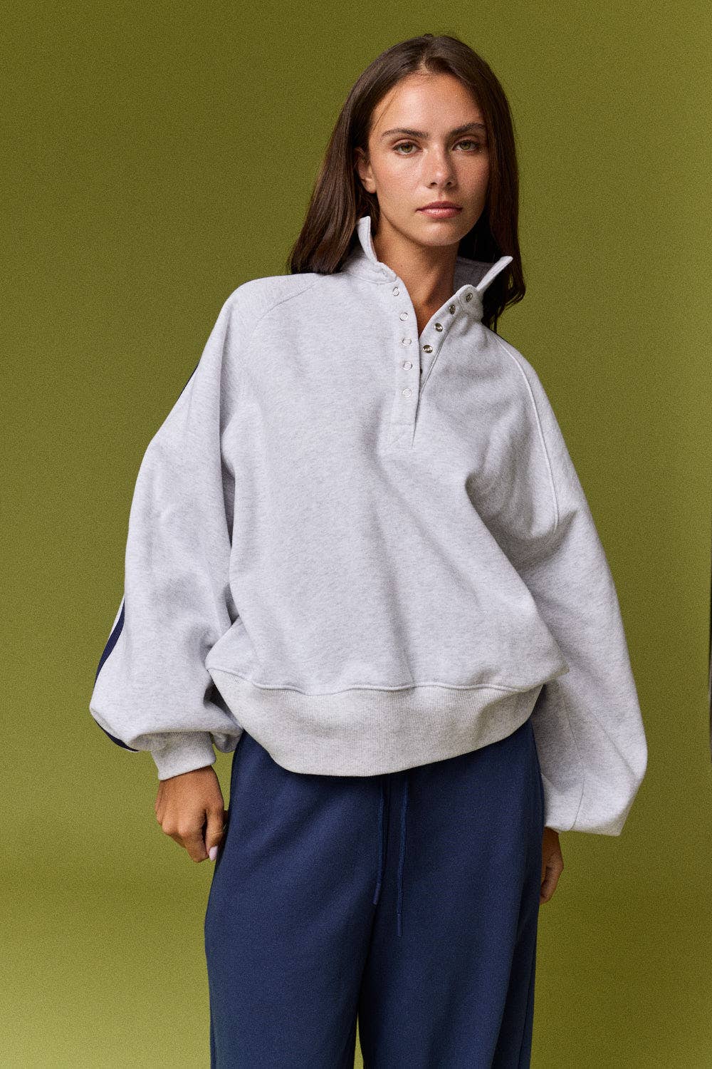 Snap Collar Varsity Sweatshirt