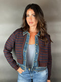 Striped Denim Trim Jacket