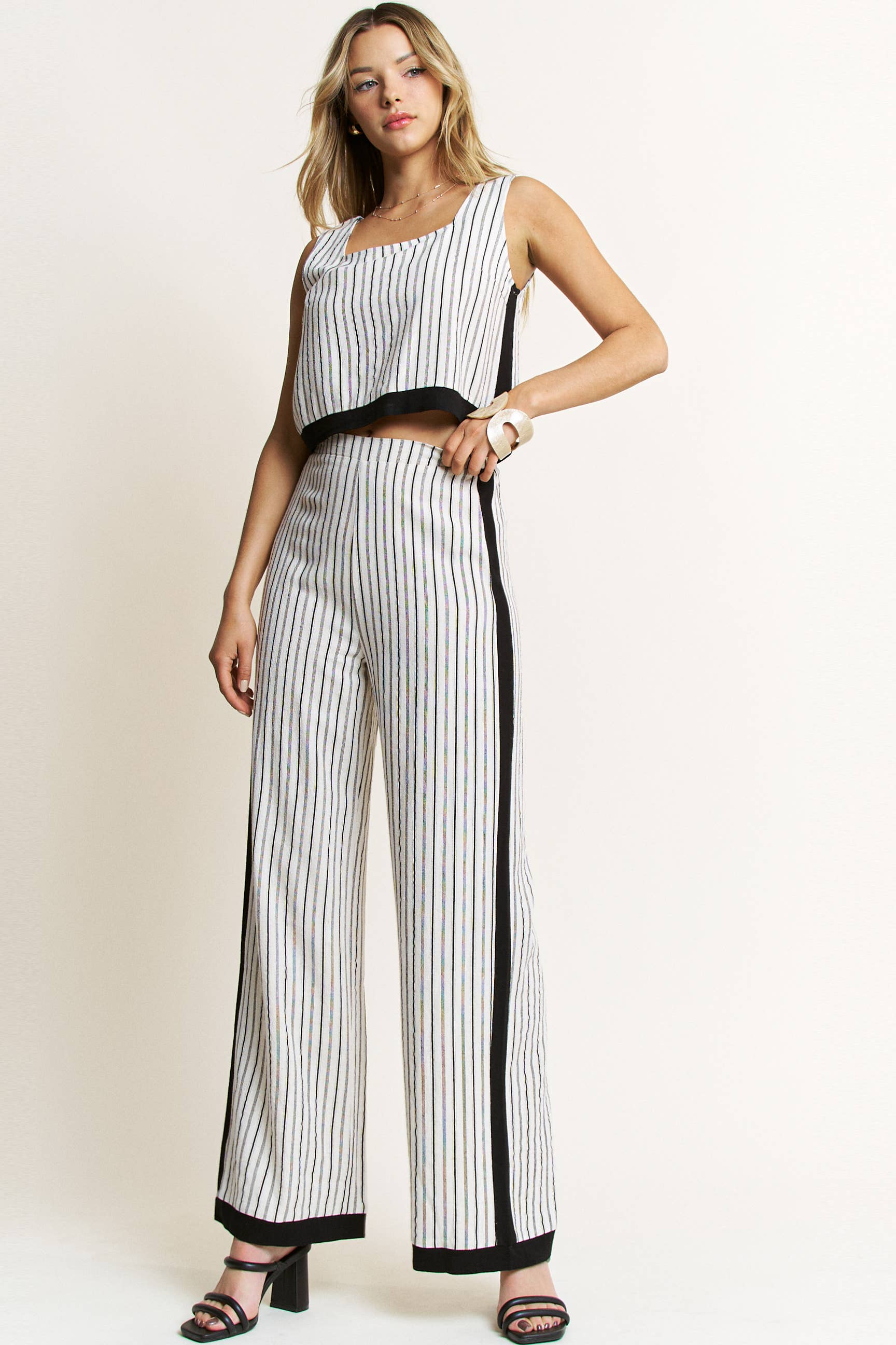 Striped Sleeveless Top & Pant Set