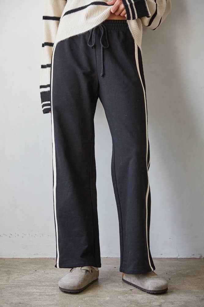 Knit Cotton Side Contrast Trim Pants