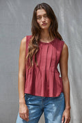 Jersey Round Neck Sleeveless Top