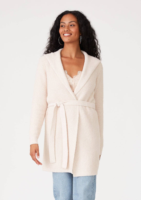Long Sleeve Belted Hooded Cardigan