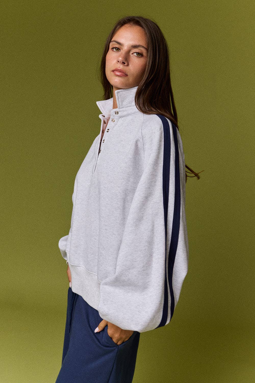 Snap Collar Varsity Sweatshirt
