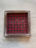 Merry Plaid Wood Sign