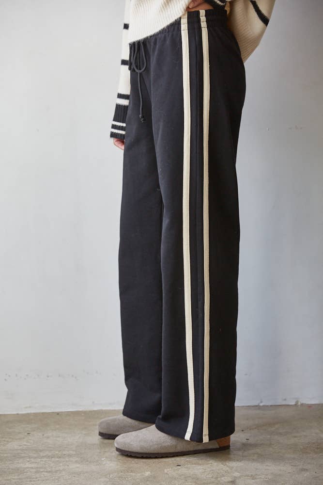 Knit Cotton Side Contrast Trim Pants