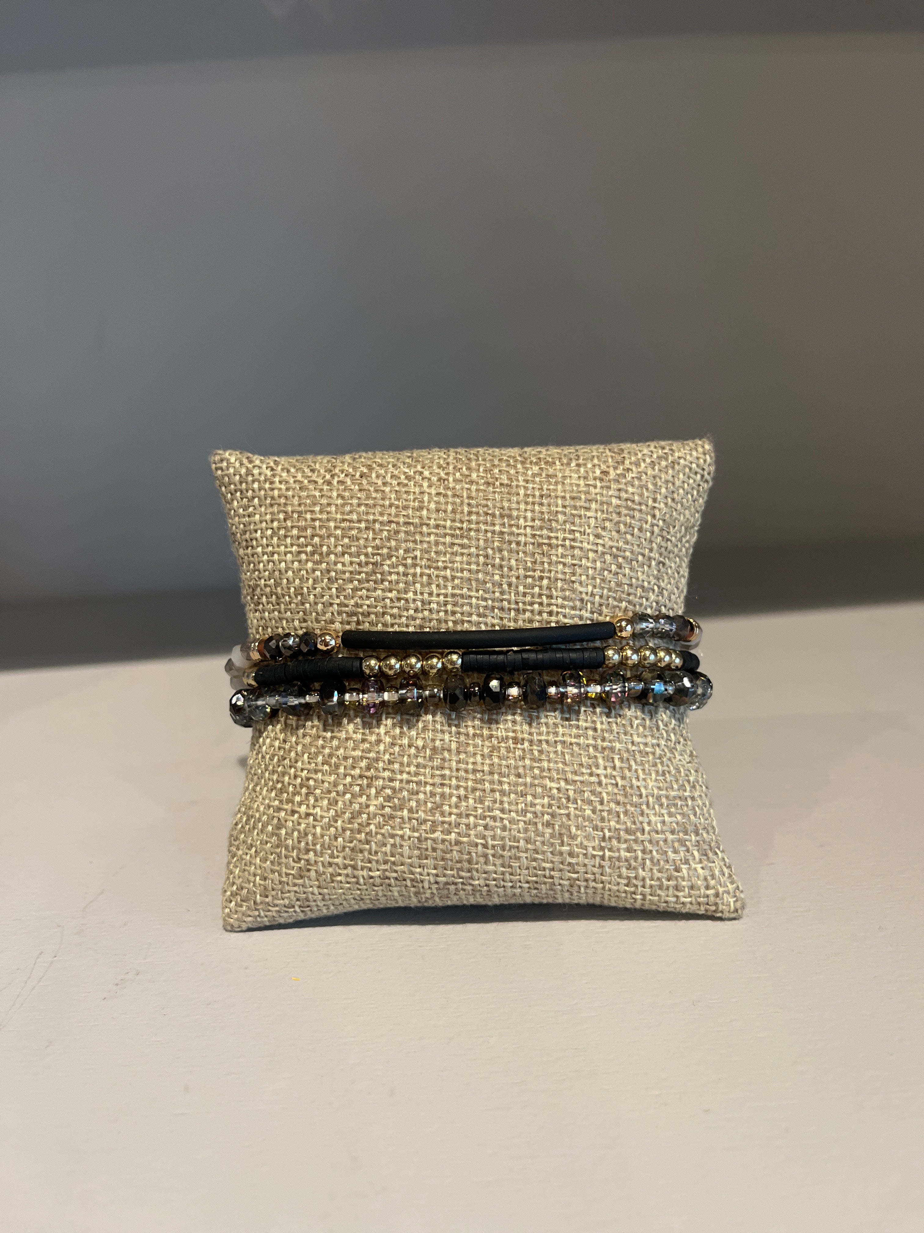 Black Beaded Bracelet Set