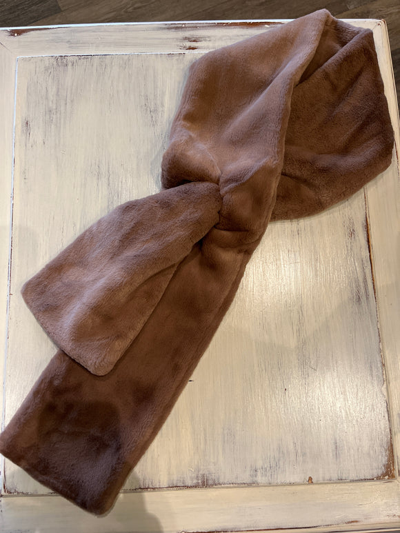 Faux Fur Scarf W/ Zippered Pocket