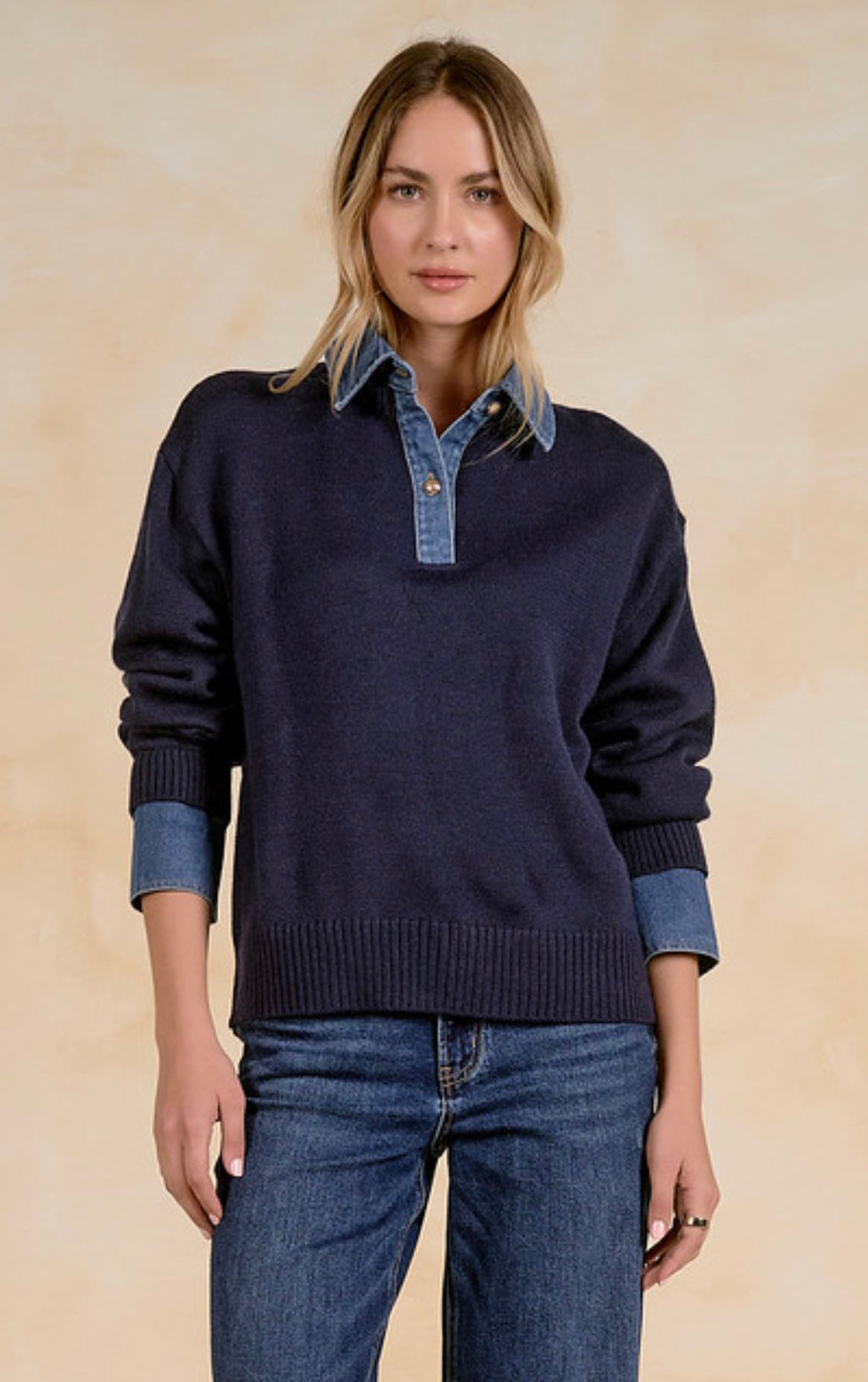 Collared Denim Sweater