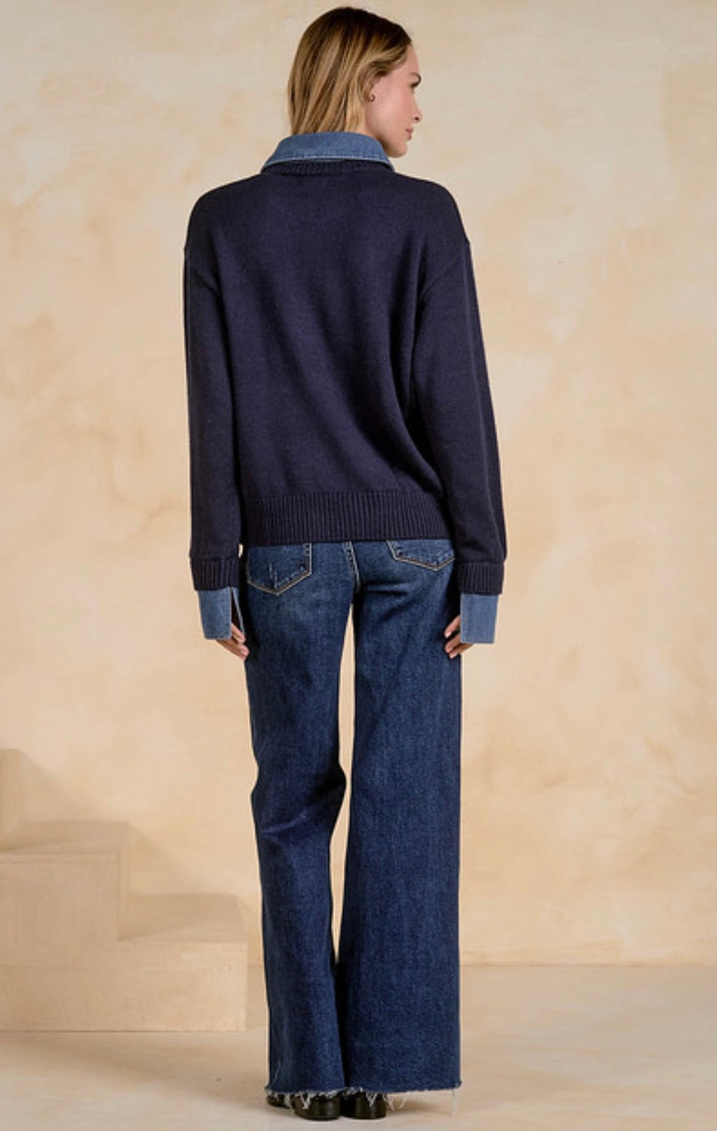 Collared Denim Sweater