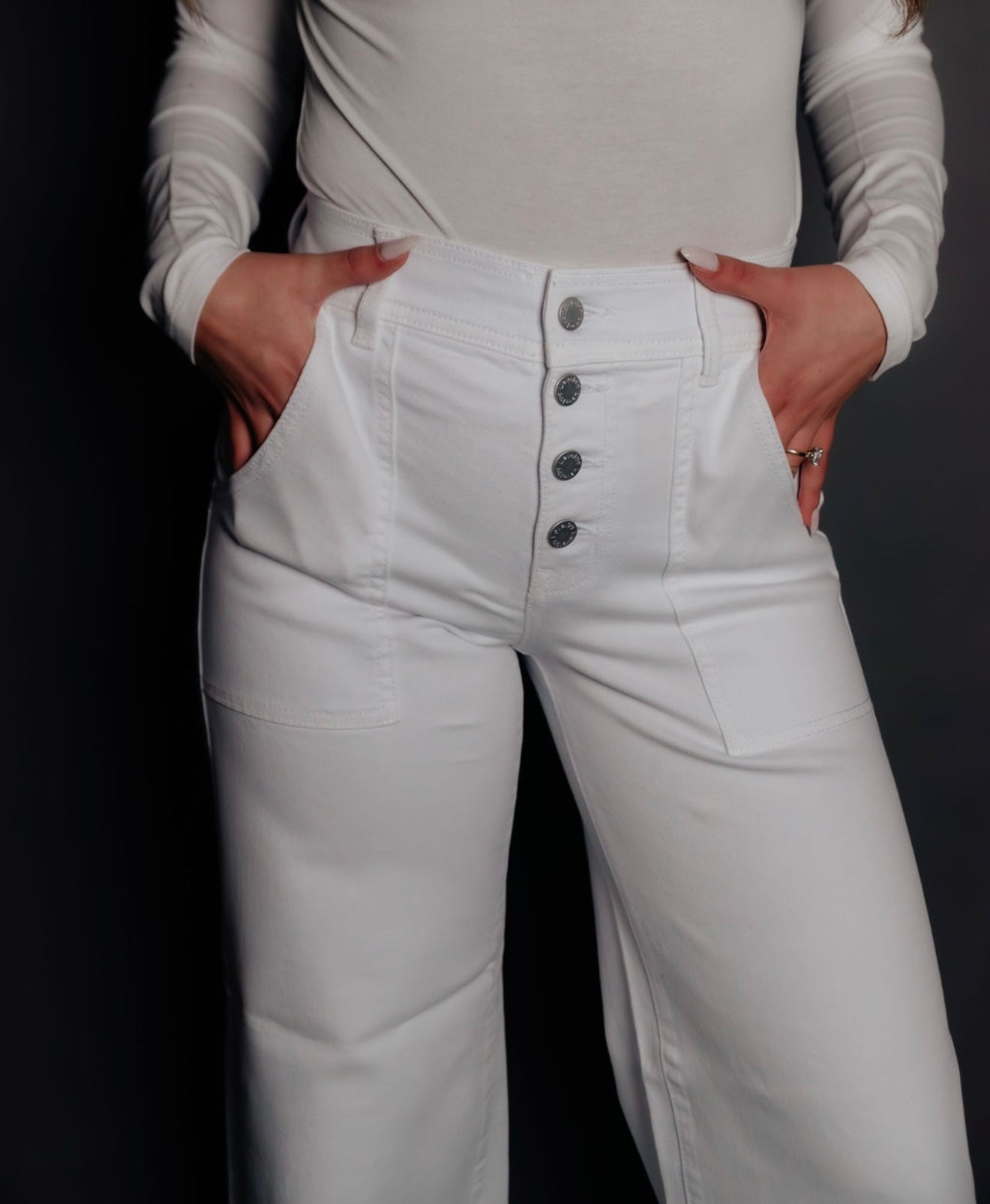 Camille Exposed Button Wide Leg