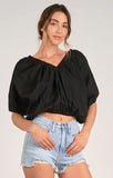 V Neck Bubble Crop Top