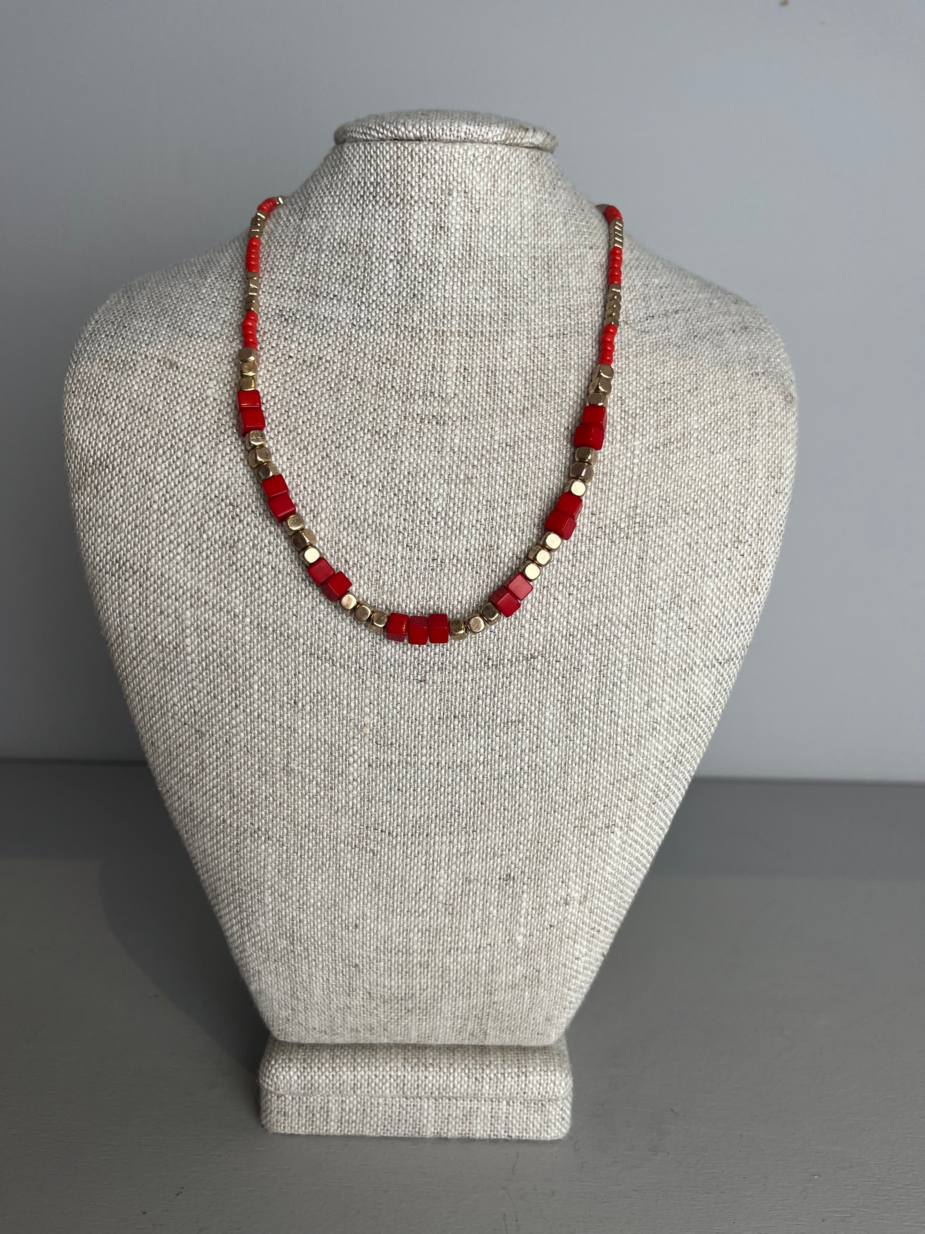 Cube & Seed Beaded Necklaces