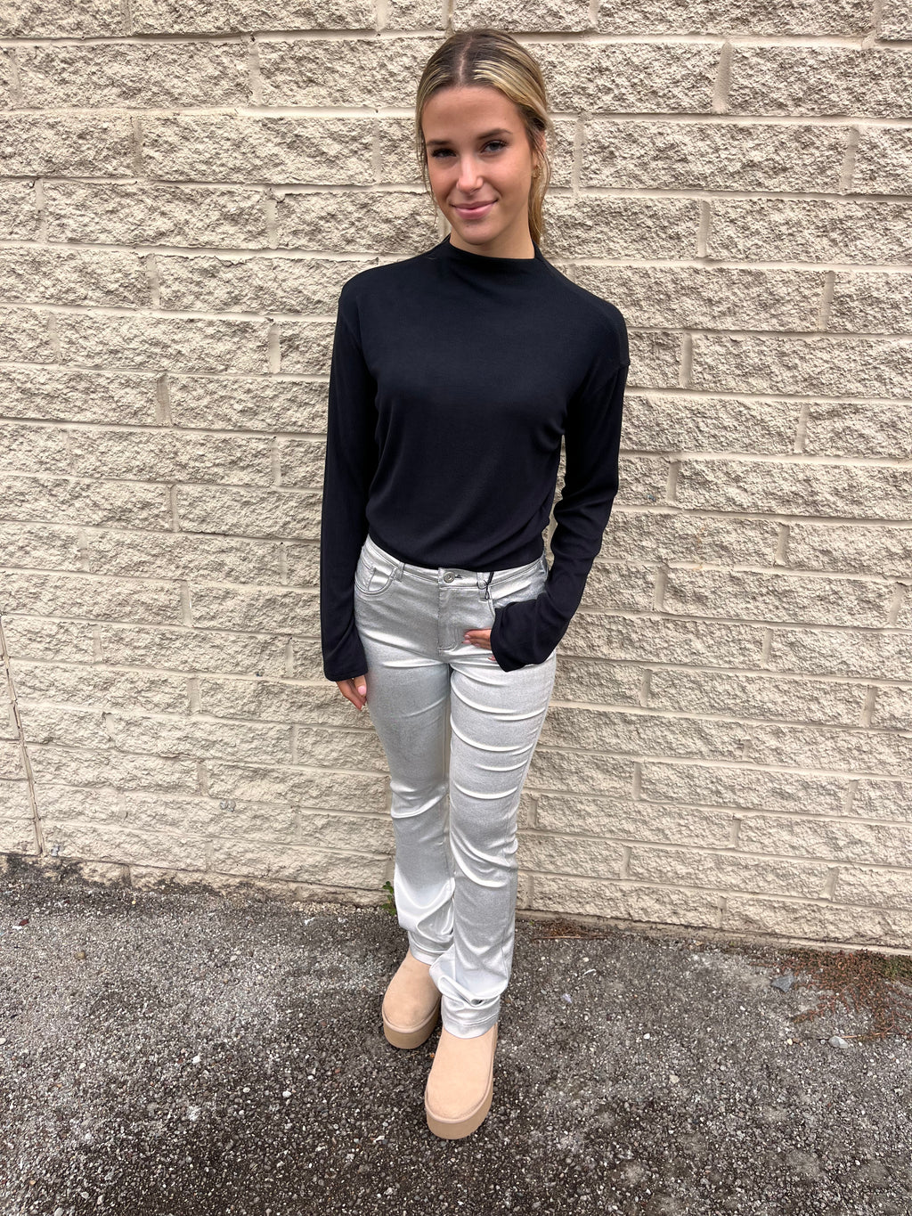 Silver Coated Flare Pant