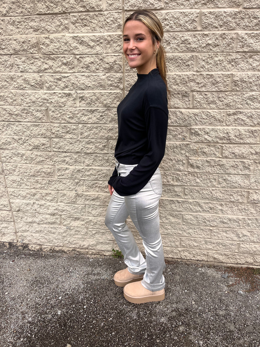 Silver Coated Flare Pant