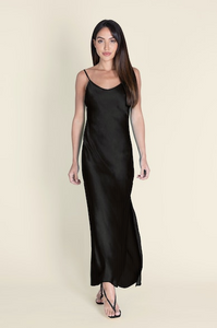 Black Silky Chemise Dress