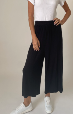 Ribbed Culotte High Waisted Pants