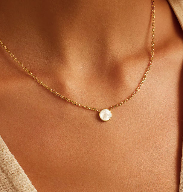 Rose Marble Coin Necklace