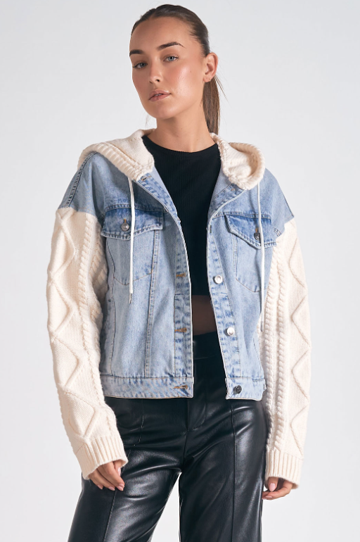 Denim/Sweater Hoodie Jacket