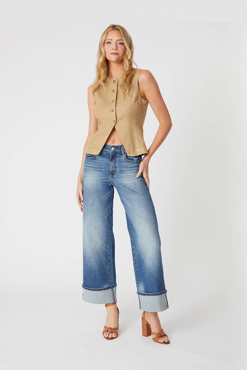Selvedge Wide Leg Cuff Jean