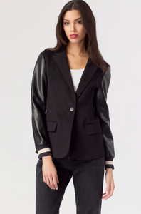 Faux Leather Sleeve Blazer