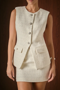 Jewel Button Tweed Vest