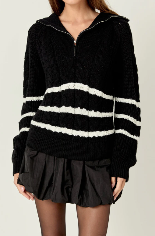 Stripe Zip Up Sweater