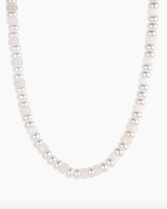Harbor Statement Necklace/White Jade