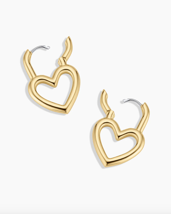 Open Heart Padlock Hoops