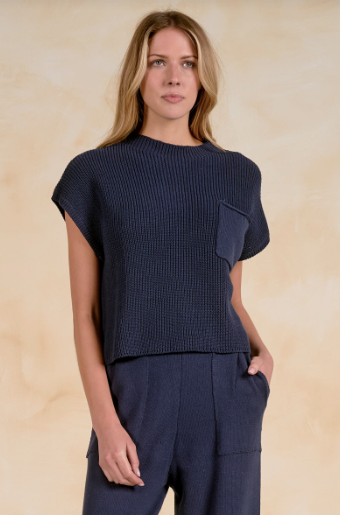 Cap Sleeve Crew Sweater