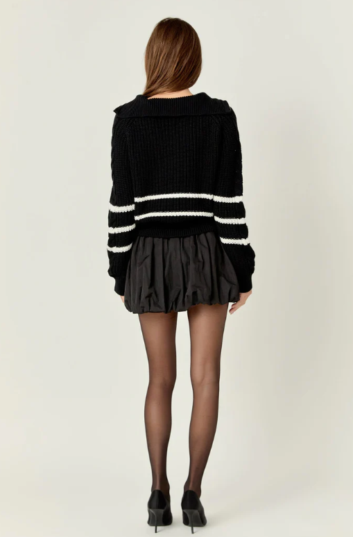 Stripe Zip Up Sweater