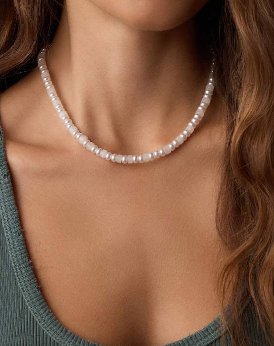 Harbor Statement Necklace/White Jade