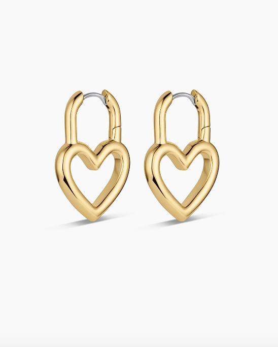 Open Heart Padlock Hoops
