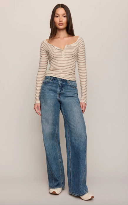 Andie Striped Henley Top