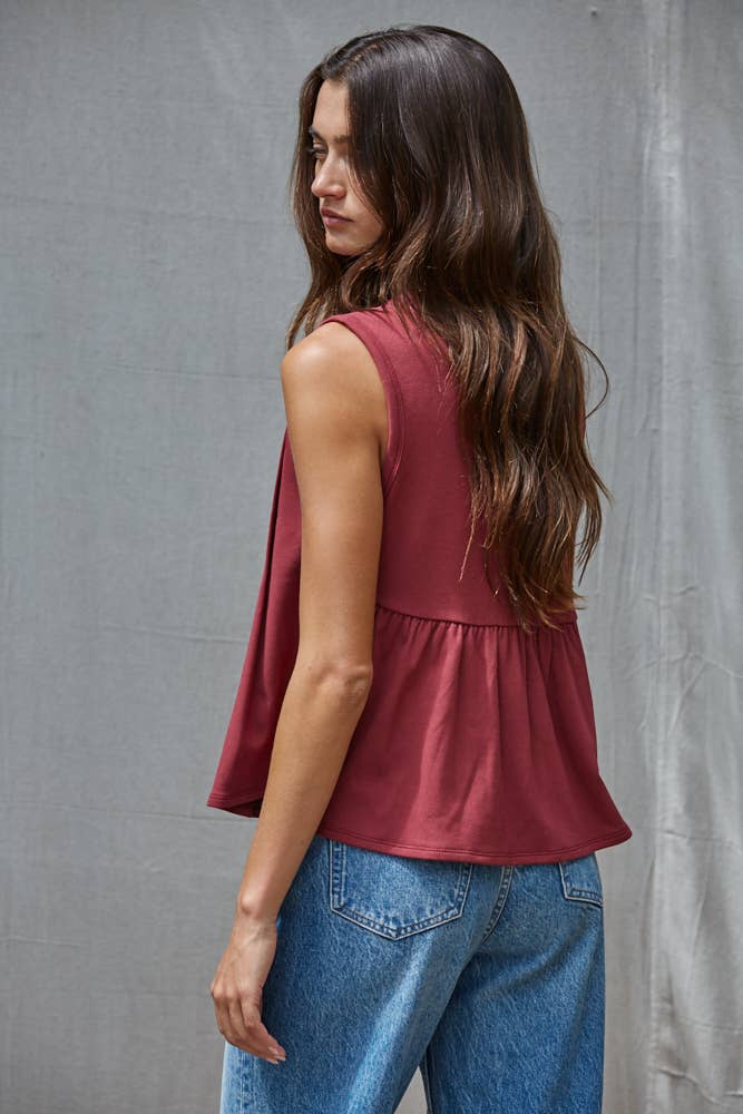 Jersey Round Neck Sleeveless Top