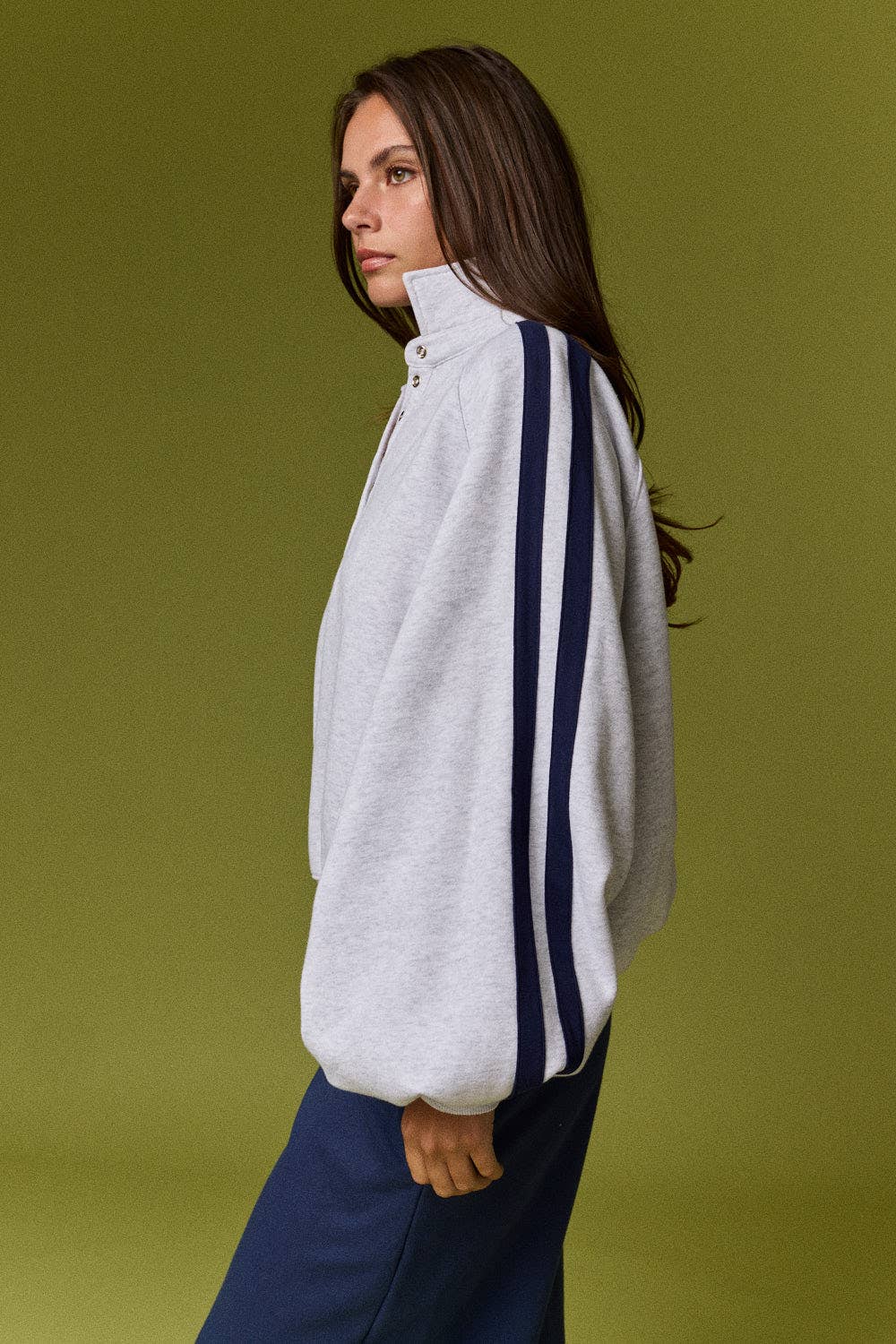 Snap Collar Varsity Sweatshirt