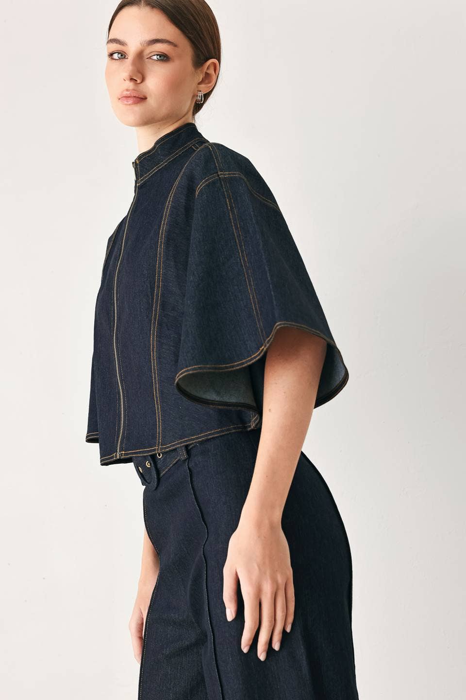 Denim Capelet Top