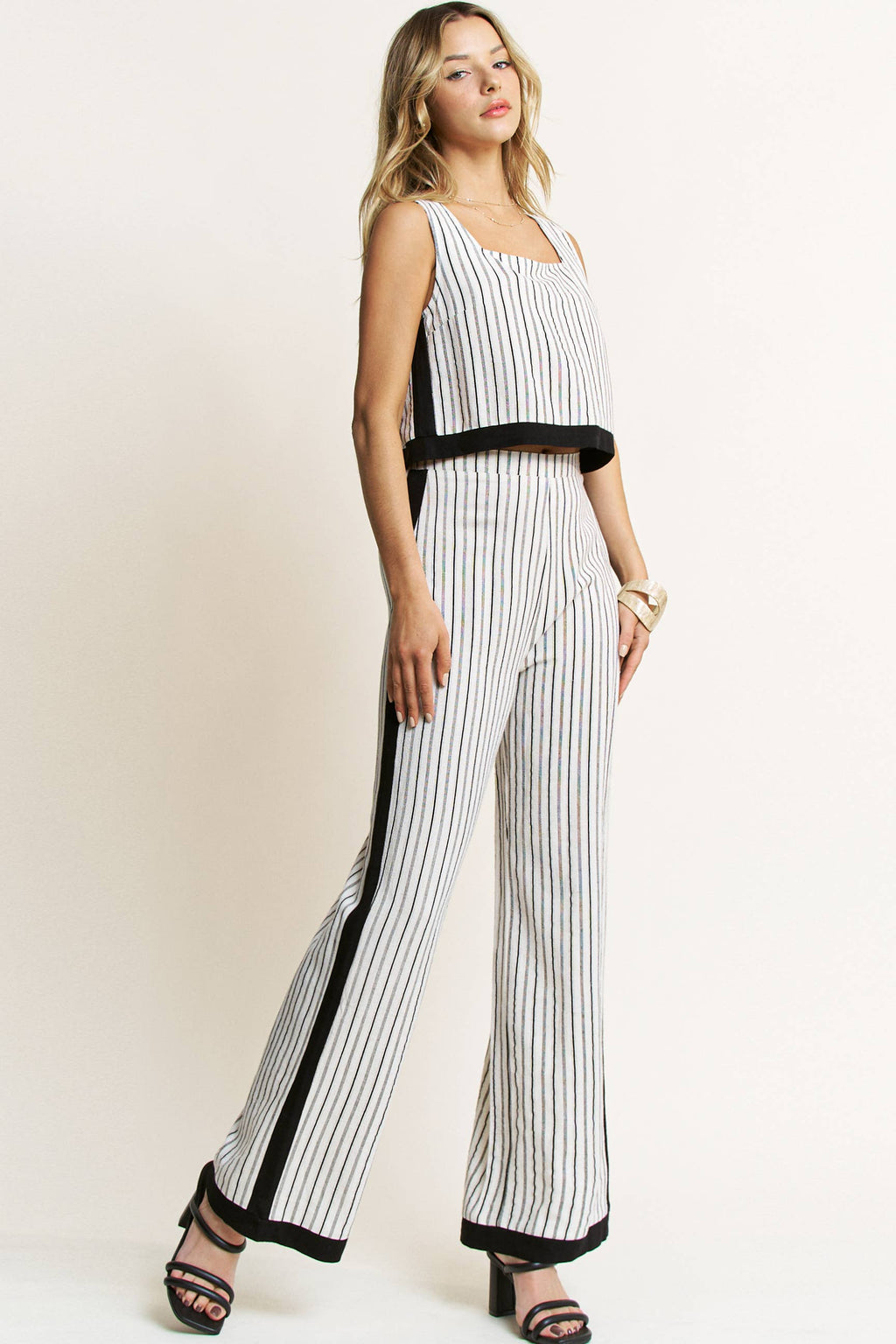 Striped Sleeveless Top & Pant Set
