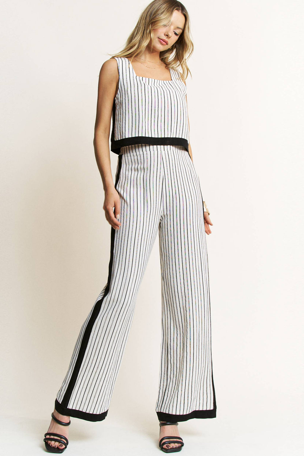 Striped Sleeveless Top & Pant Set