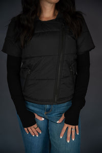 Puffer Jacket W/ Ribbed Sleeves