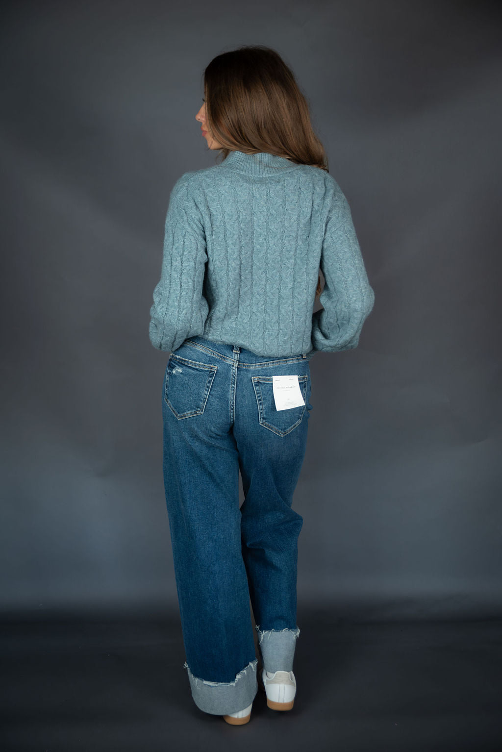 High Rise Baggy Wide Cuffed Jean